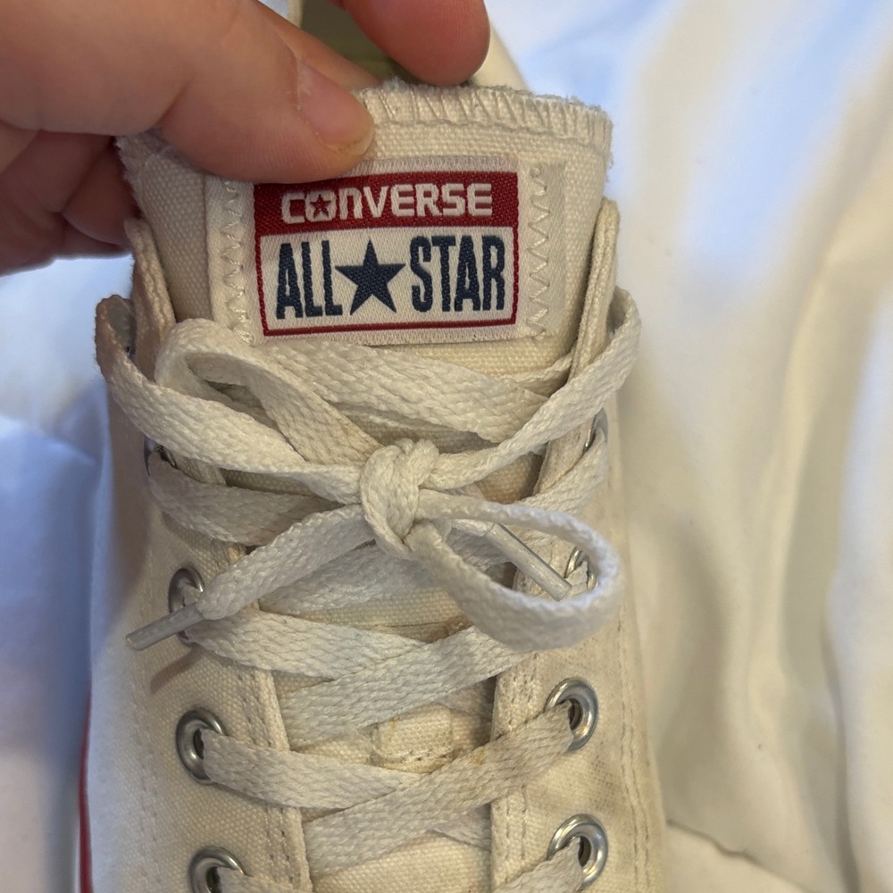 Converse All Star White Sneakers with Red Trim - Picture 2 of 4